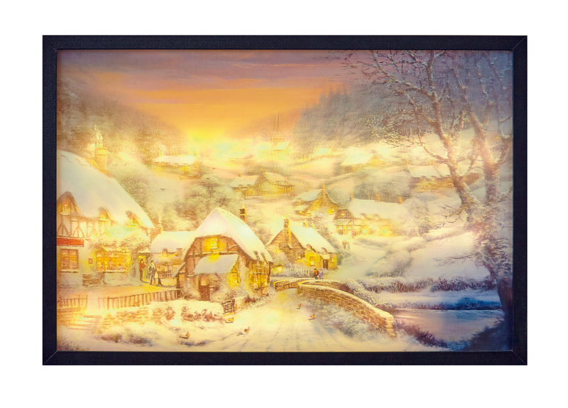 50 x 35cm Lenticular Light up Winter House Picture