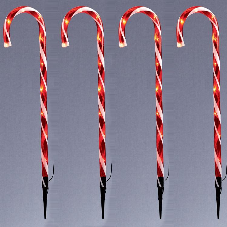 4pc Red Light up Candy Cane Lights