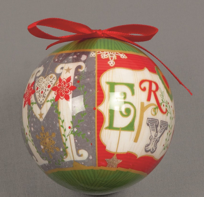 Merry Christmas Patterned Bauble