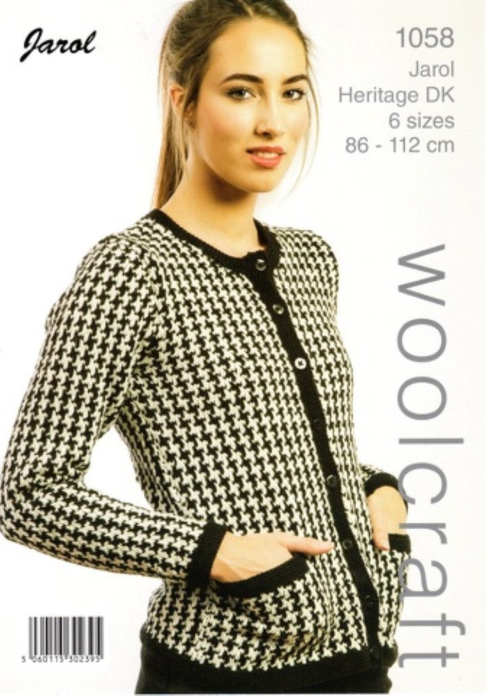 Adult Ladies Dogtooth Cardigan Knitting Pattern - 1058