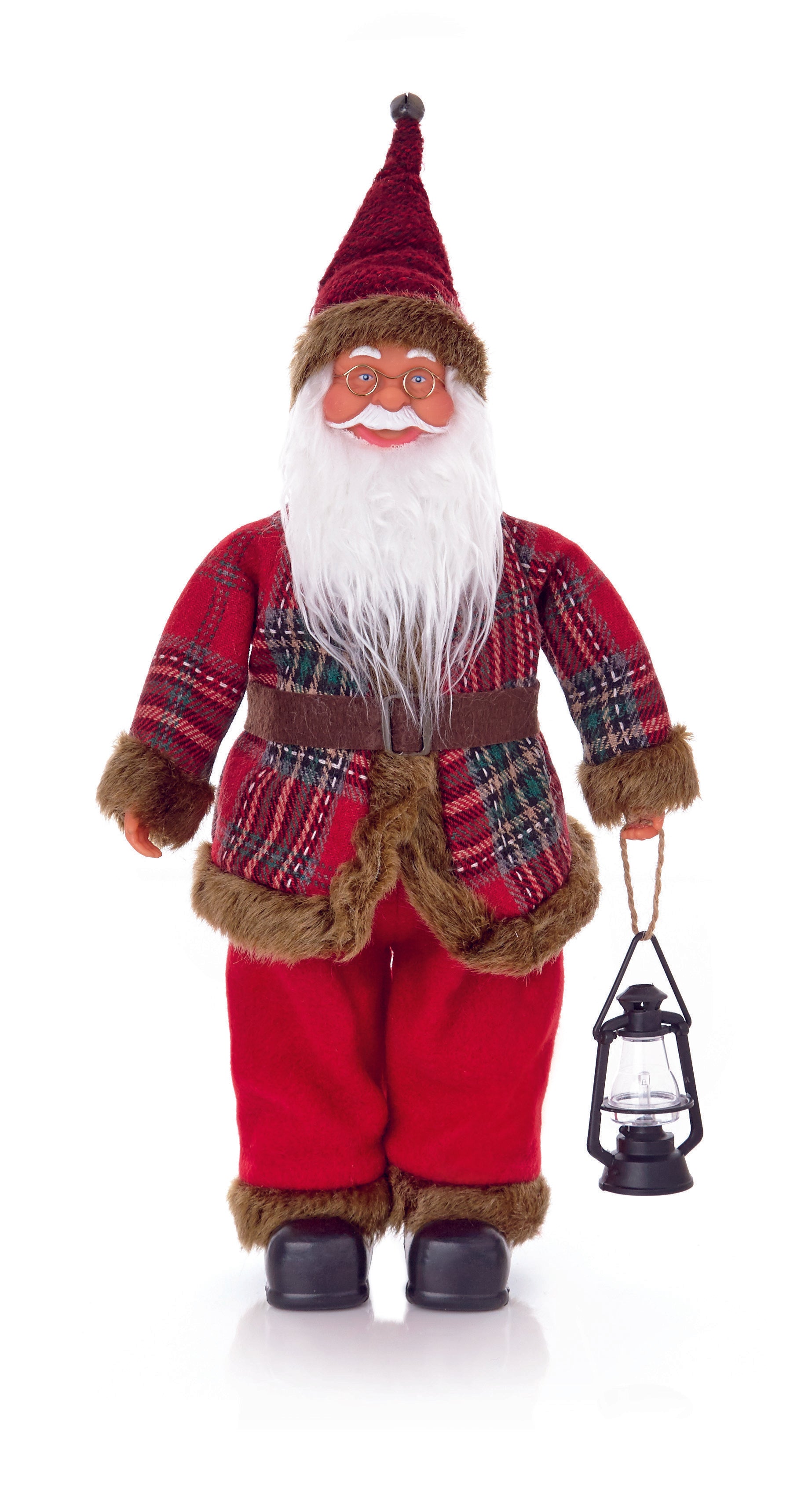 Standing Santa wearing Plaid Jacket