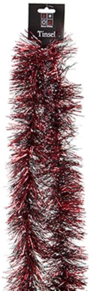 Snow Tipped Tinsel Garland - Red