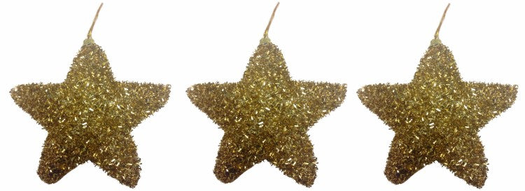 Pack of 3 Star Baubles - Gold