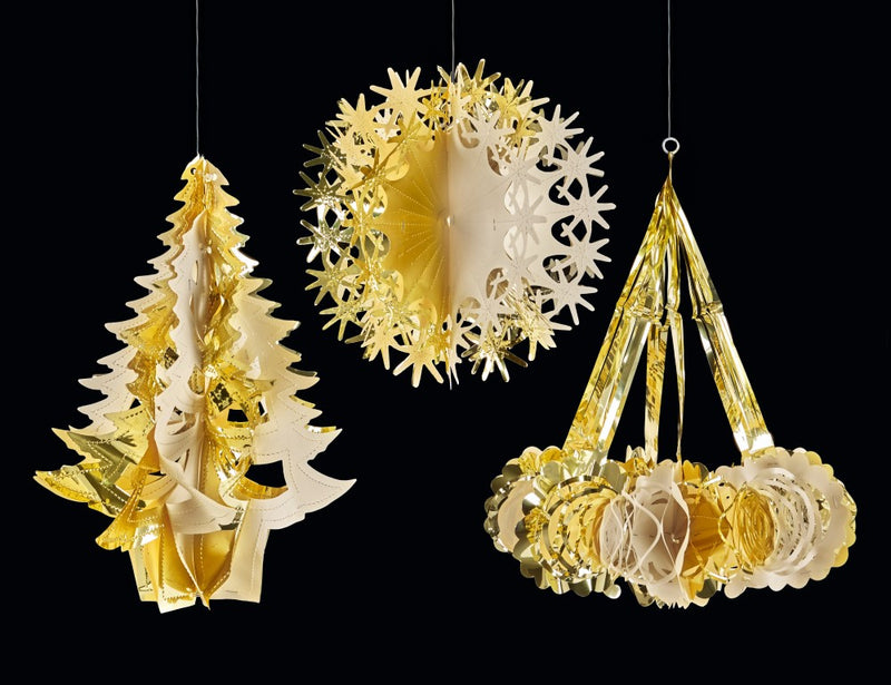 1 x Hanging Foil Shape - Gold & Ivory