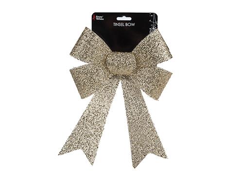 22cm Tinsel Bow - Gold