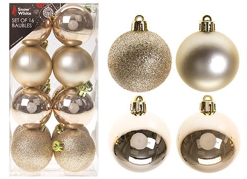 Pack of 16 Assorted Baubles - Gold