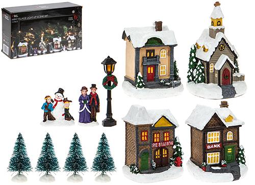 12pc Mini Christmas Village Set