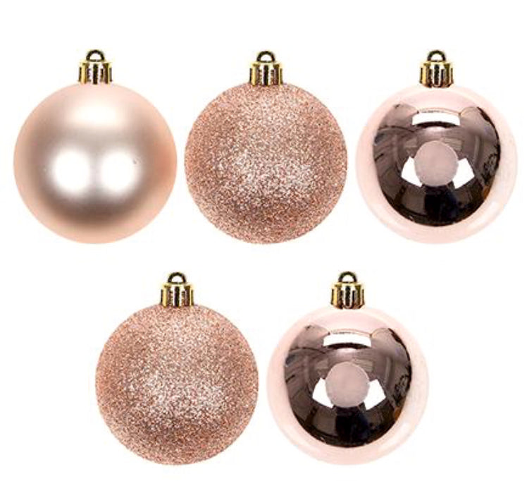 Pack of 5 Rose Gold Baubles