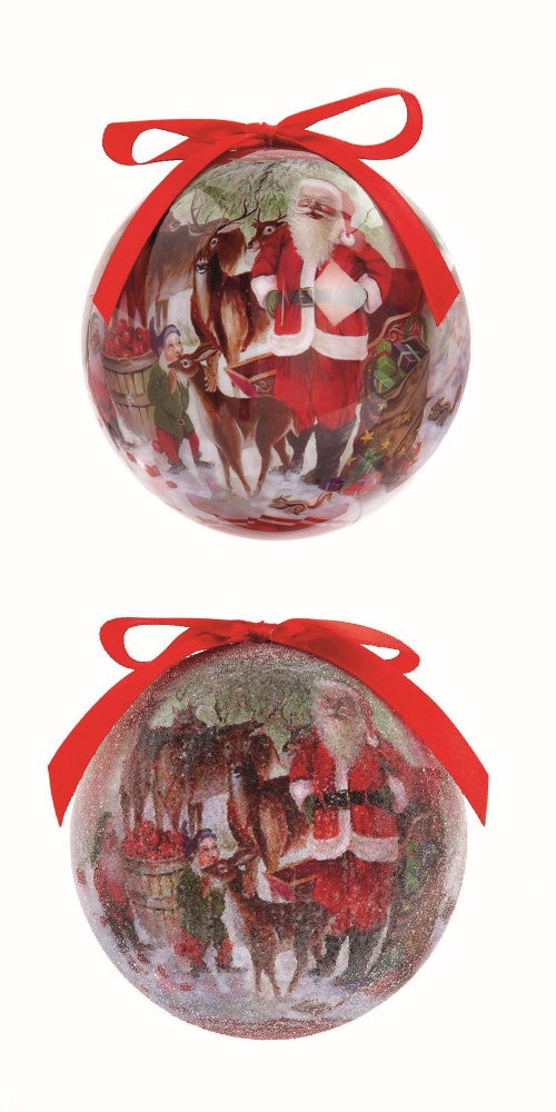 1 x Santa & Deer Scene Bauble