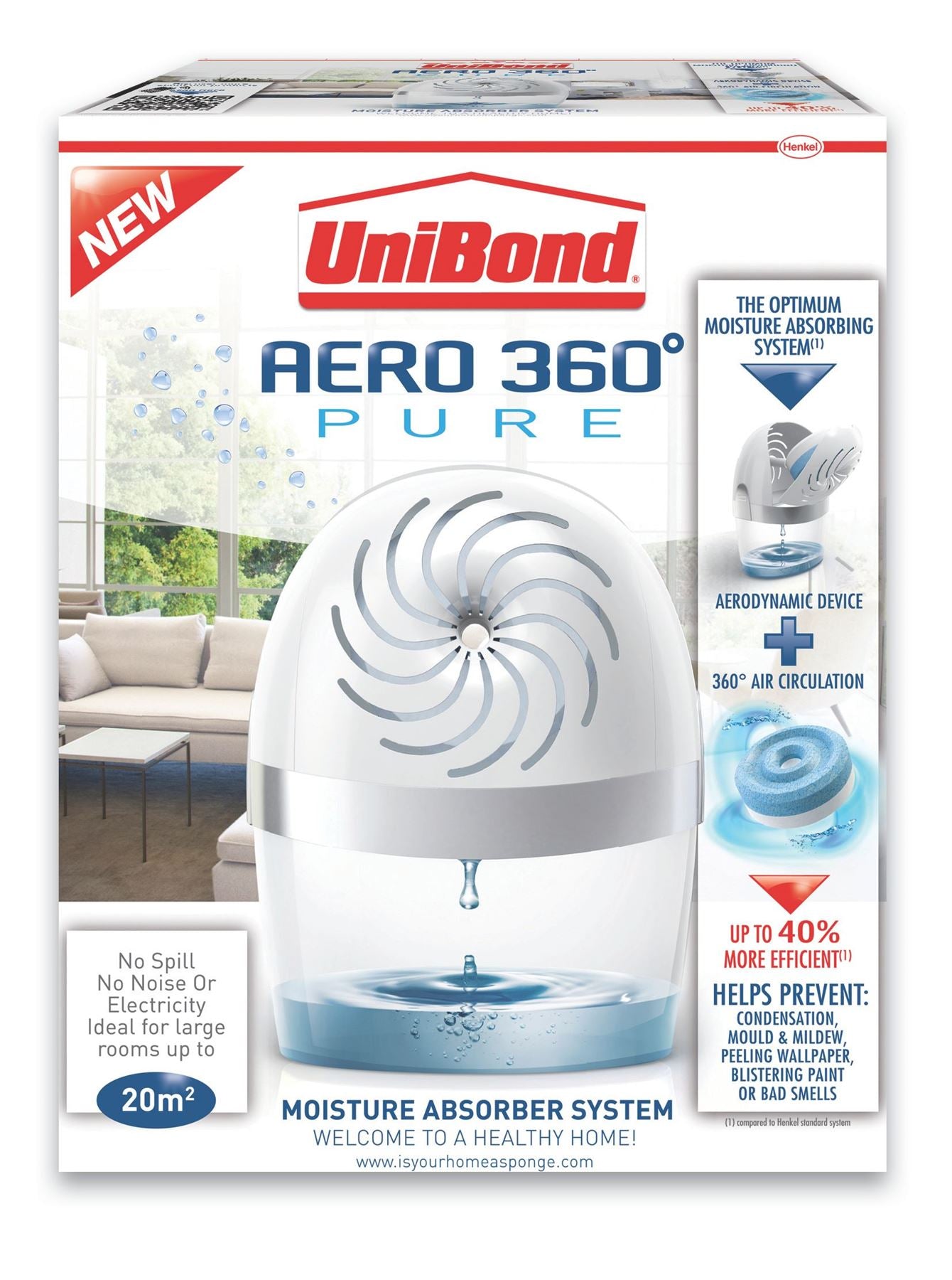 Unibond AERO 360 PURE Household MOISTURE ABSORBER Air DEHUMIDIFIER