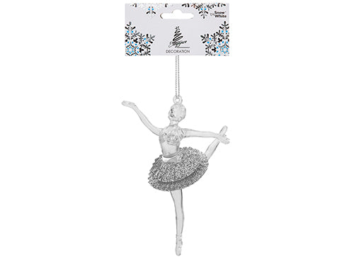 11cm Dancing Ballerina Bauble - Silver