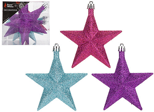 Pack of 6 Star Shaped Baubles - Bright