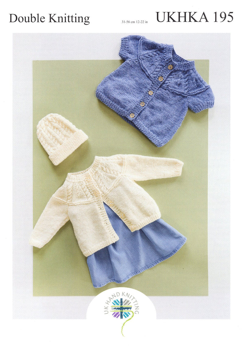 Baby Cardigans and Hat Knitting Pattern - UKHKA195