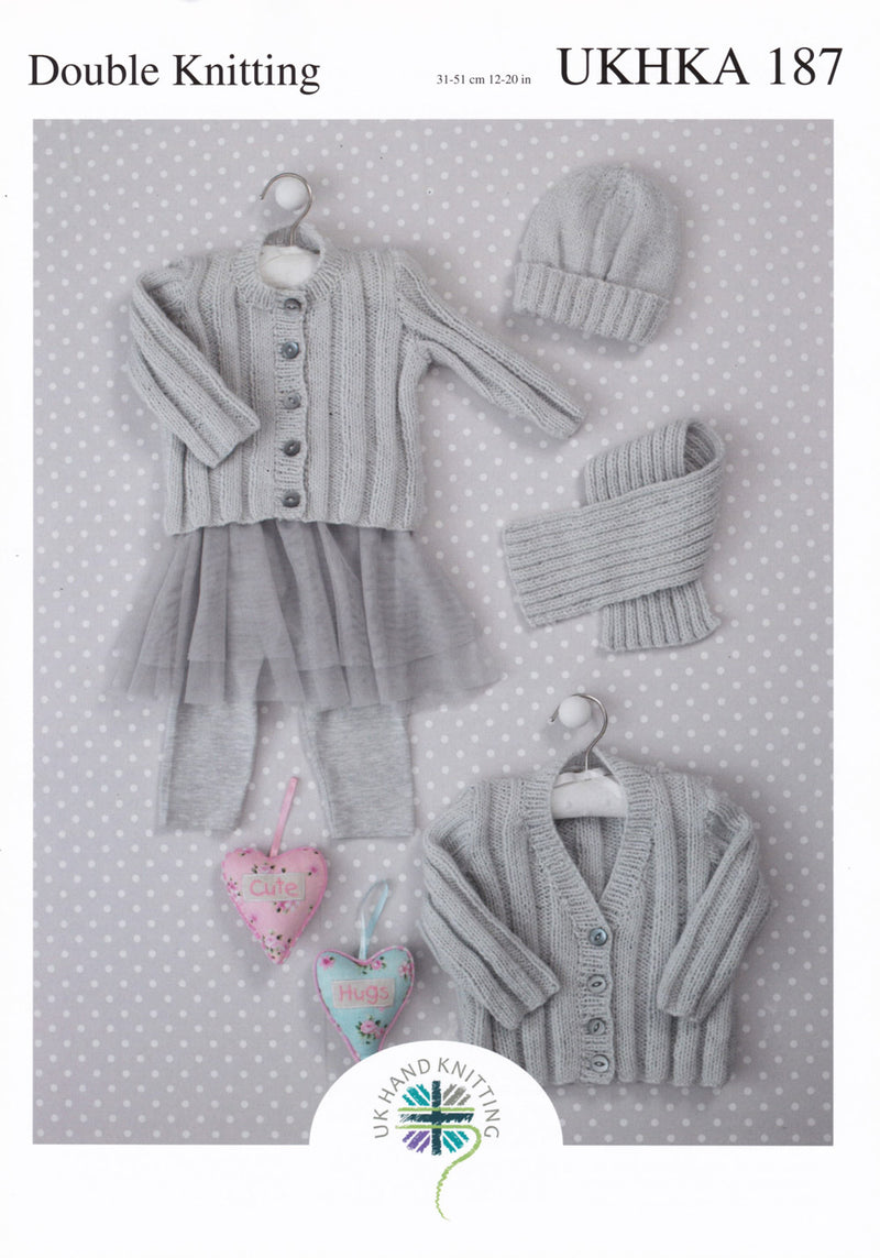 Baby Cardigans, Hats and Scarves Knitting Pattern - UKHKA187