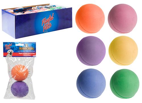 1 Pack of 2 Rubber Dog Balls