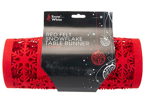 Red Felt Snowflake Table Runner