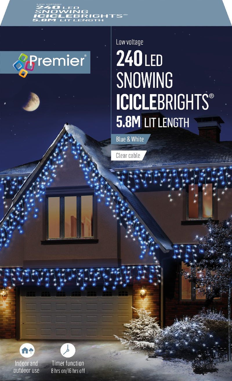 240 LED Snowing Icicles Blue & White