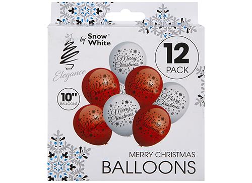 12 Pack Merry Christmas Balloons