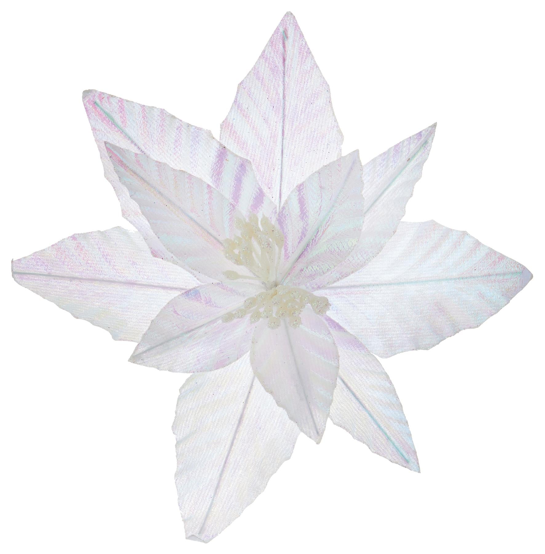 White Poinsettia Clip On