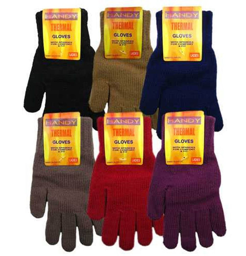 1 x Pair of LADIES Winter THERMAL GLOVES with SPANDEX, 1 Colour selected at random!