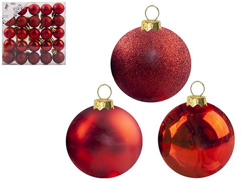 24pc Red Baubles 3cm