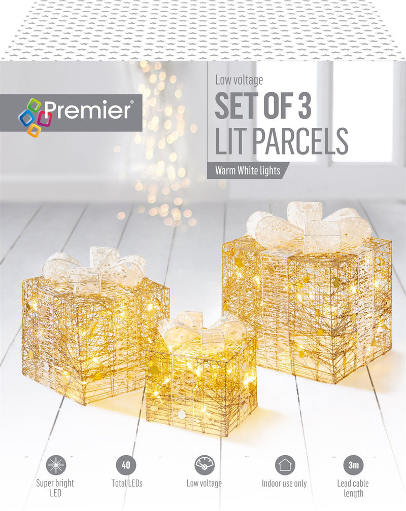 3pc Gold & White Parcels 40 LEDs