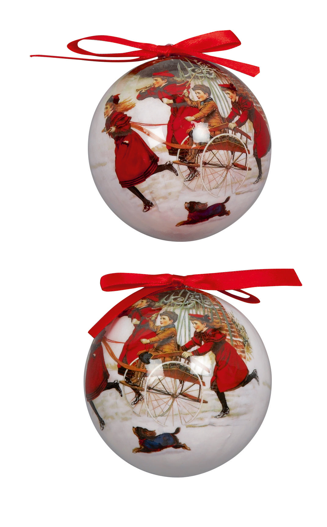 Victorian Sledgers Scene Patterened Christmas Bauble