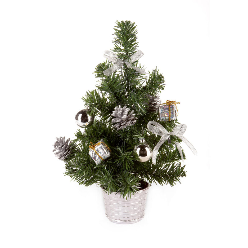 30cm Mini Silver Dressed Tree