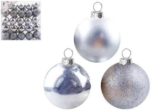 24 Pc 3cm Baubles Silver