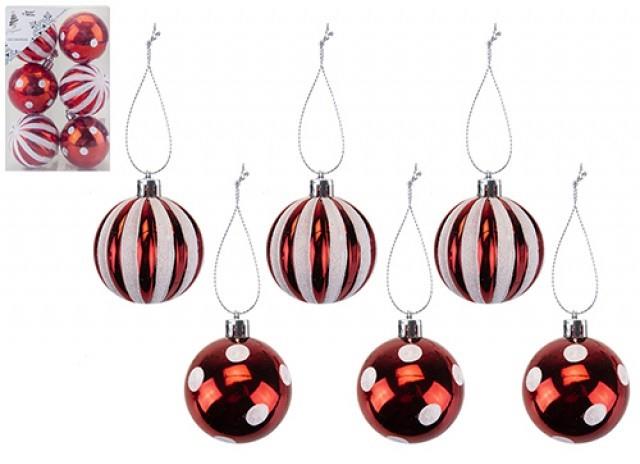 Candy Cane Design 6 Pack Baubles