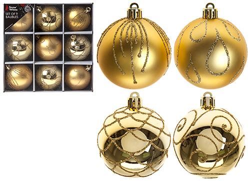 Set of 9 6cm Luxury Decoration - Gold