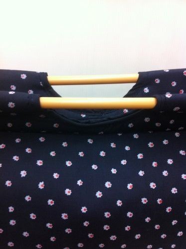Pretty NAVY BLUE Lovely FLORAL Patterned LARGE Craft KNITTING Storage BAG